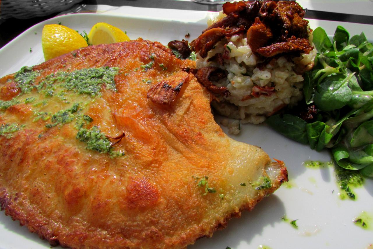 Turbot grillé et son risotto aux girolles